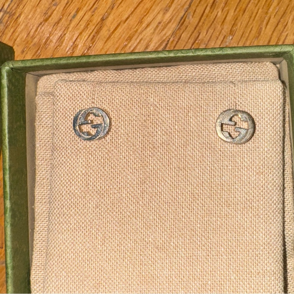 Gucci silver Logo Stud Earrings
